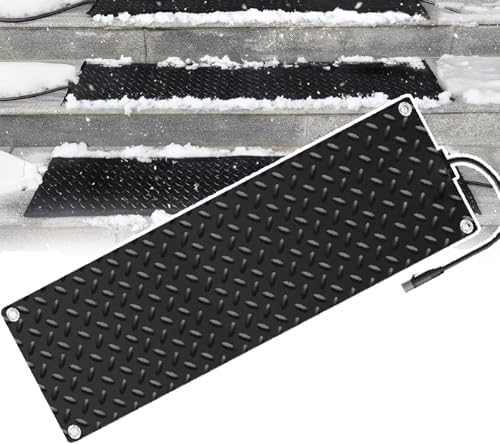 Heated Snow Melting Mats for Walkways - 122°F Outdoor Mats for Safe Use on Stairs, Decks & Garages, Suitable for Driveways, 4pcs-25.4x76.2cm/10x30in