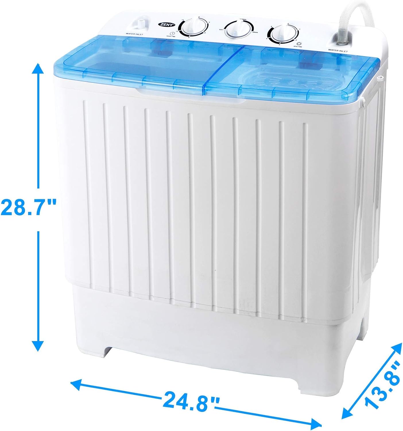 Nouva 18LB Portable Washing Machine - 2 in 1 Mini Twin Tub Washer Compact Laundry Machine, 11 LB Washer 6.6 LB Spinner Combo w/Built-in Drain Pump for Apartments, RVs, Camping, Dorms