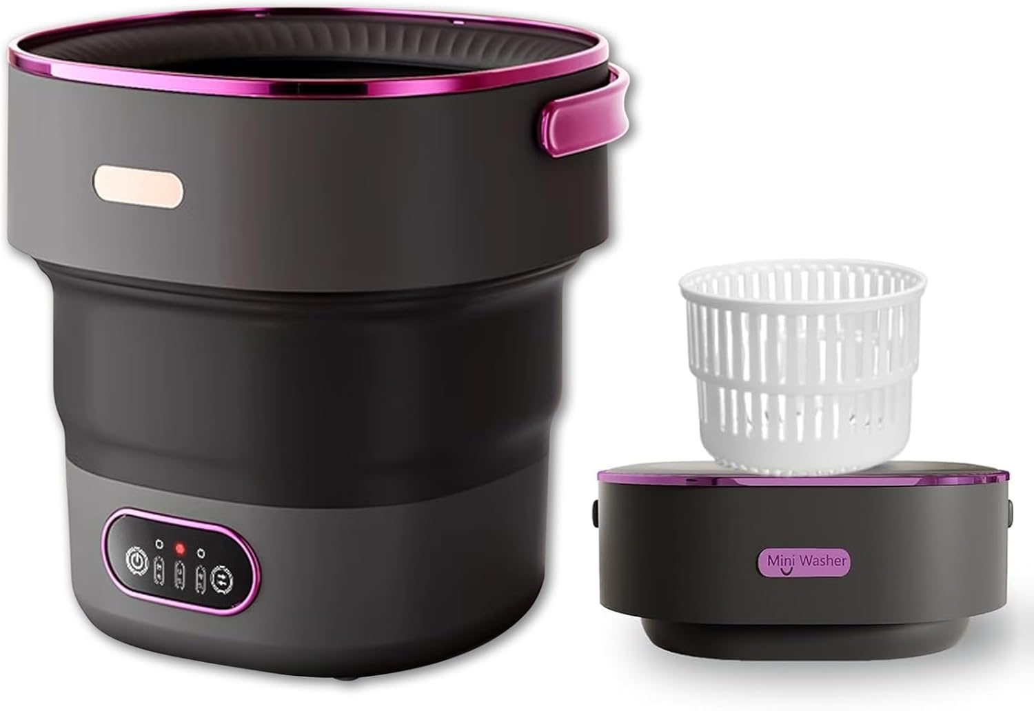 Portable mini Washing Machine with Spin Basket Foldable Compact Washer for Underwear Small Clothes Ideal for Home Apartments Dormitories Hotels Travel(Beige)