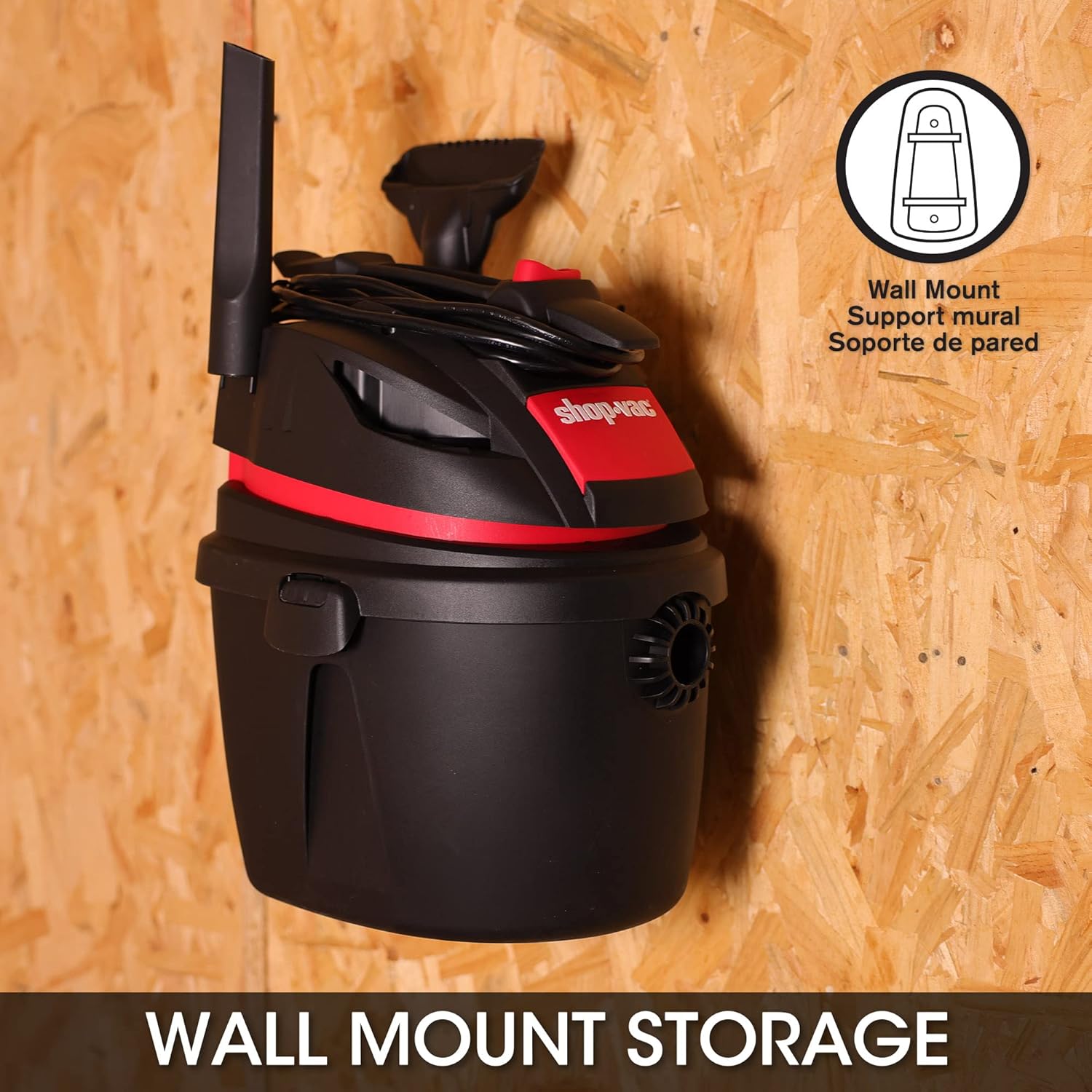 Shop-Vac 2.5 Gallon 2.5 Peak HP Wet/Dry Vacuum, Portable Compact Shop Vacuum with Wall Bracket & Multifunctional Attachments, 5760288