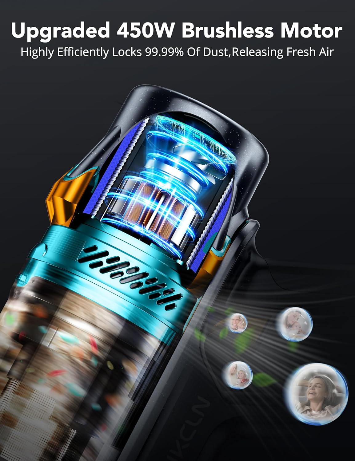 450W 45Kpa Cordless Vacuum Cleaner, Powerful Lightweight Stick Vacuum with LED Headlights & Brushless Motor & 45 Minutes Runtime, Household Vacuum Cleaners for Home Pet Hair Carpet Hardwood