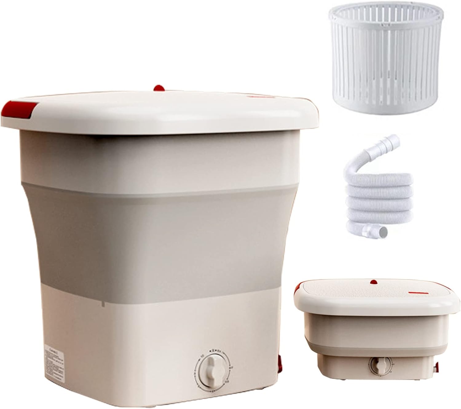 12L Small Washing Machine Portable Washer Foldable with Dehydration Basket, Knob Type Mini Laundry Machine for Baby Clothes, T-Shirts, Underwear, etc (Color : Beige)