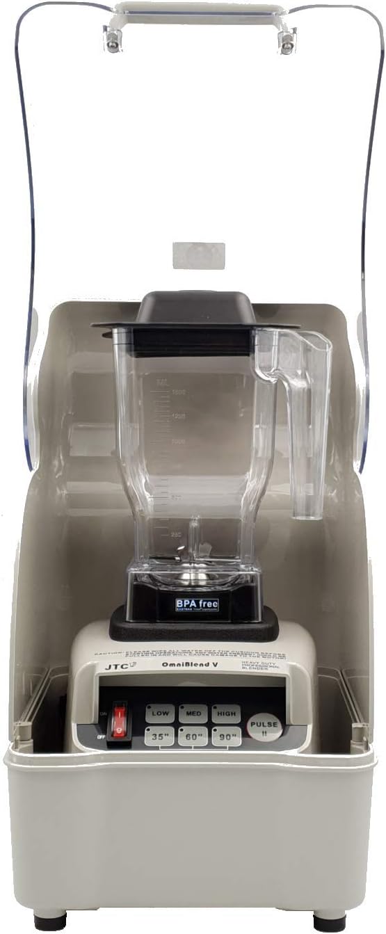 OmniBlend Omni-Q Gray Edition Commercial Blender with Full Sound Enclosure Shield, Quiet Heavy Duty 3-Speed, Self-Cleaning, Includes Multifunctional 2-in-1 Wet Dry Blades, 1.5 Liter Jar