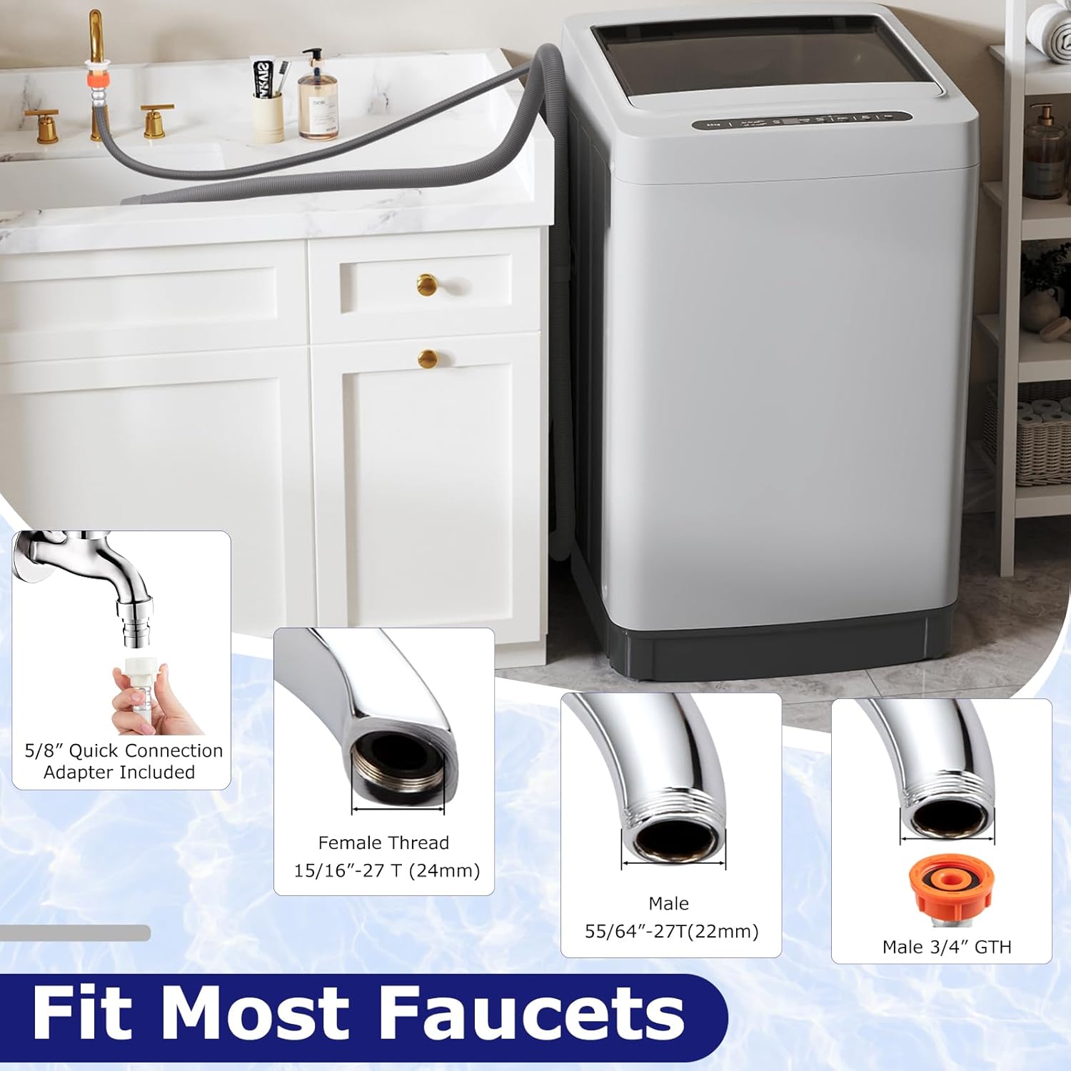 Giantex Portable Washing Machine, 1.5 cu.ft Compact Washer with Drain Pump, LED Display, 8 Programs, 10 Water Levels, Child Lock, 11 LBS Clothes Capacity for Apartment, Home, Dorms, RV (Gray & Black)