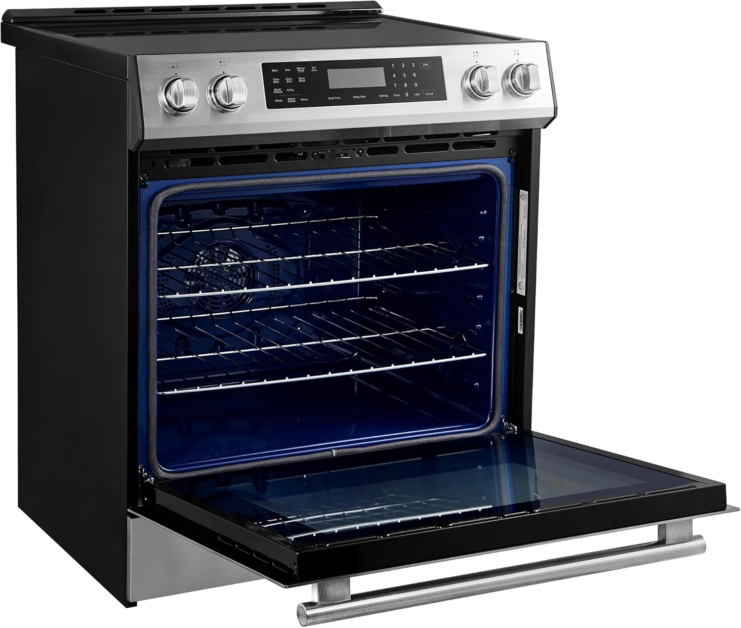 FORNO 30-Inch Espresso Donatello Freestanding Induction Range - 5.0 cu. Ft. 240V 8100W LED Screen with 4 Radiant Elements & 2 Oven Racks - Stainless Steel Kitchen Induction Range with Convection Oven