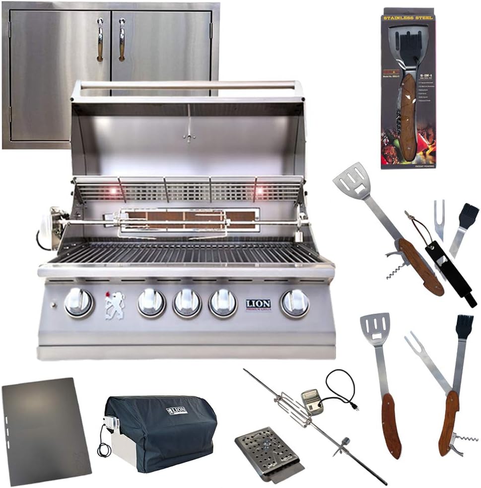 Lion Premium Grills 32-Inch Liquid Propane Grill L75000 with Made in USA BOB 32