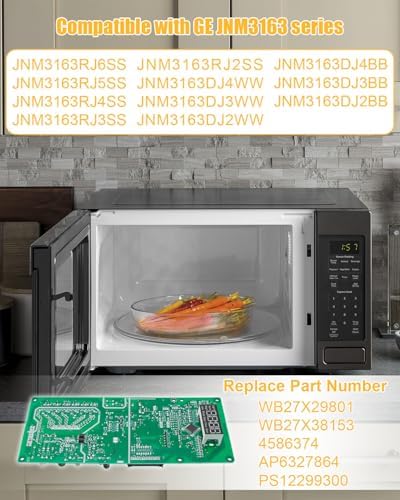 WB27X29801 Microwave Main Control Board with White LED Fit for GE JVM3162 JNM3163 and More, Microwaves Control Board Replace WB27X38153 4586374 AP6327864 PS12299300