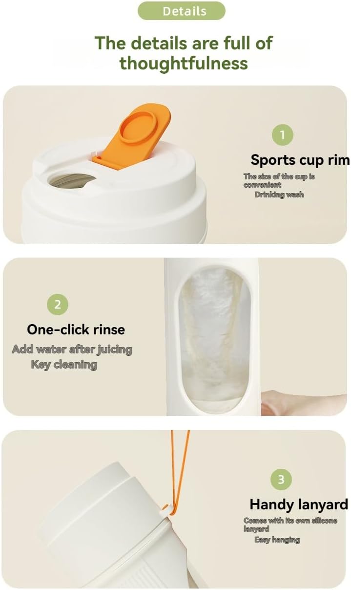 Portable Electric Juicer Cup, Wireless Mini Blender with Clear Window, White and Green (orange)