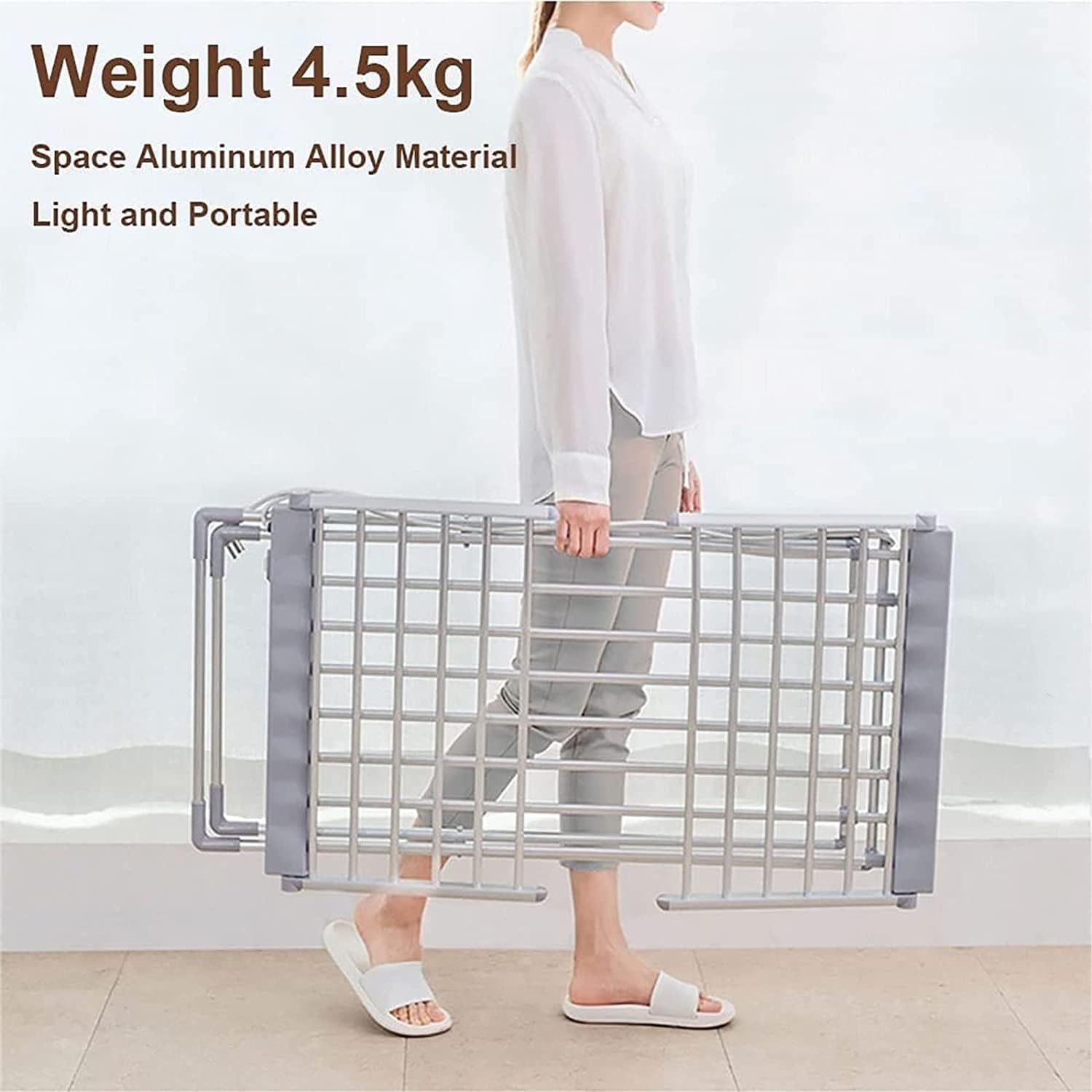 Folding Clothes Airer with Wings - Portable Electric Heated Clothes Dryer with Wings - Energy-Efficient Indoor Airer Wet Laundry Drying Horse Rack
