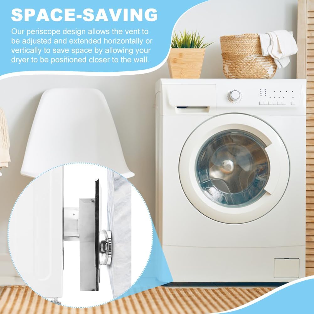 Periscope Dryer Vent Magnetic Dryer Vent Tight Space Dryer Vent Hose for Dryers Laundry Room Save Space with 3 Clamps and Aluminum Foil Tape (COLOR:Silver)