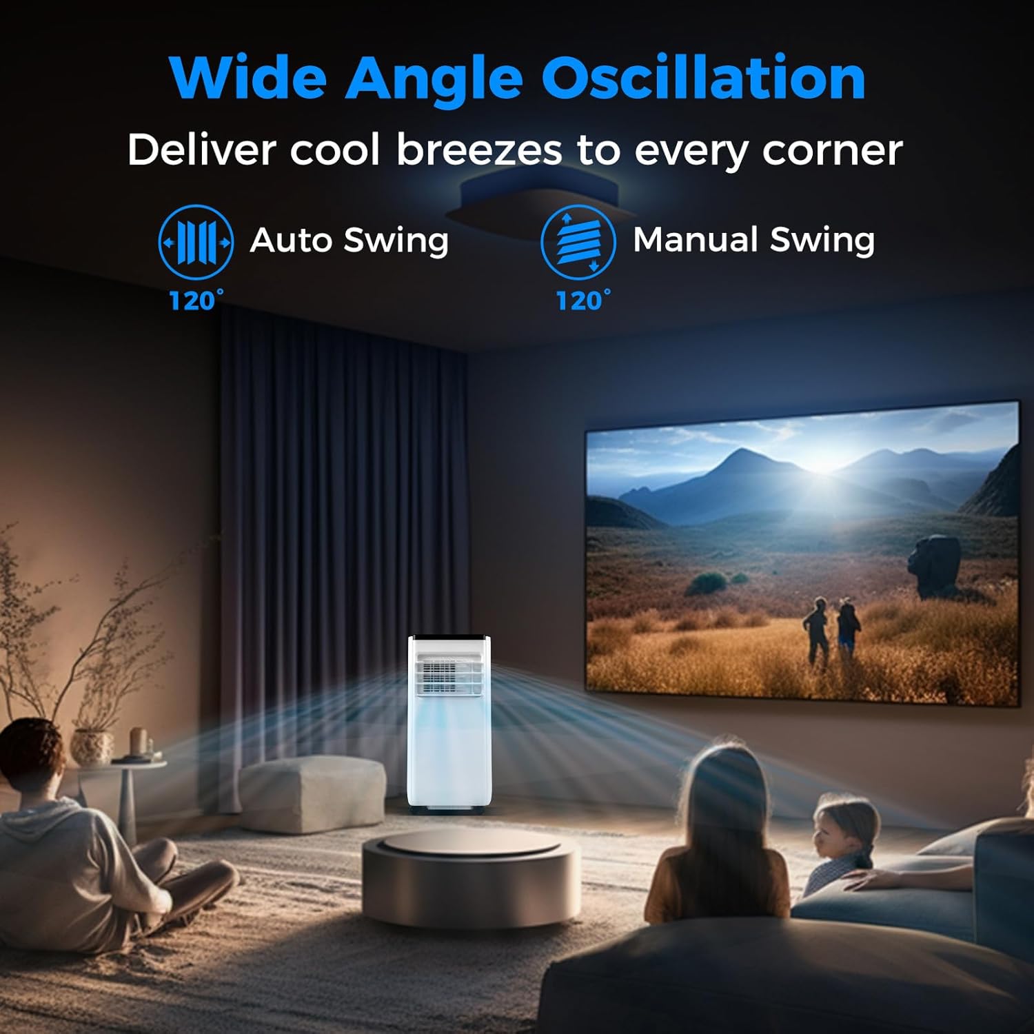 KOTEK Portable Air Conditioners, Cools up to 250 Sq.Ft, 4-in-1 AC Unit for Bedroom with Auto Mode, Dehumidifier, Child Lock & Installation Kit, Room Air Conditioner Portable for Home Office (8000BTU)