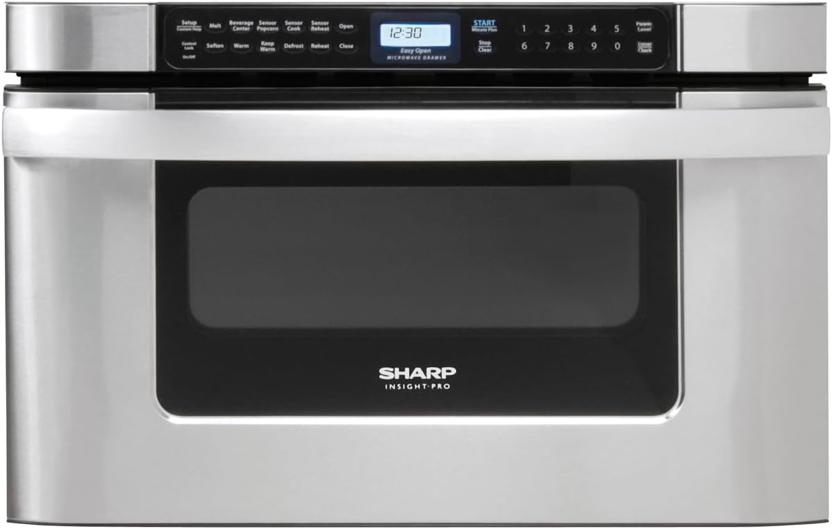SHARP KB6524PSY Microwave Drawer Oven, 24-inch, 1.2 Cubic Feet, 950 Watt, Angled Touch Control Panel, Stainless Steel