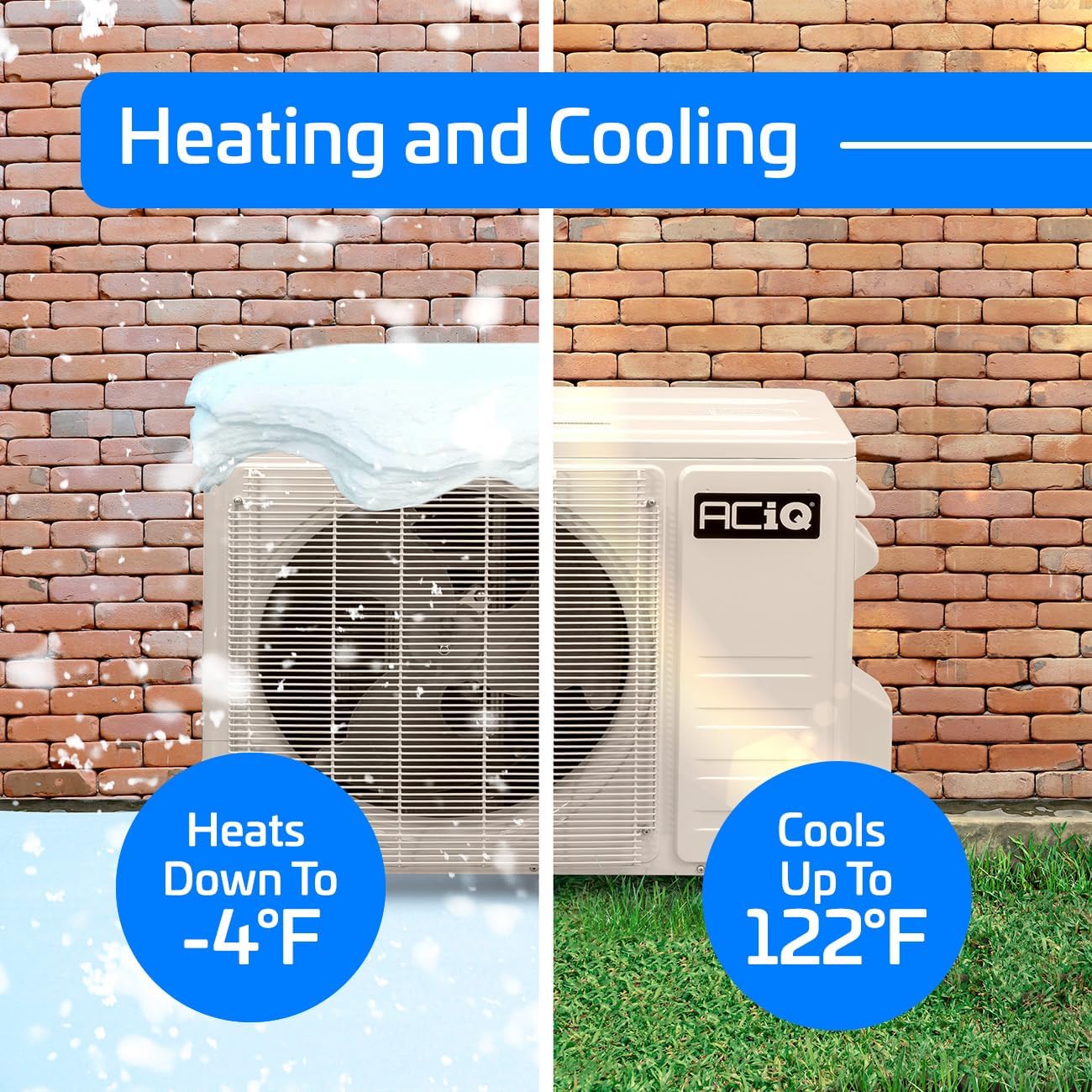 ACiQ 19 SEER2 Essentials 9000 BTU Comfortable Inverter Mini Split AC/Heating System, 0.75 Ton Black Wall Mount Ductless Heat Pump AC Unit, with 16ft Installation Kit | WiFi Control, 115V, R454B