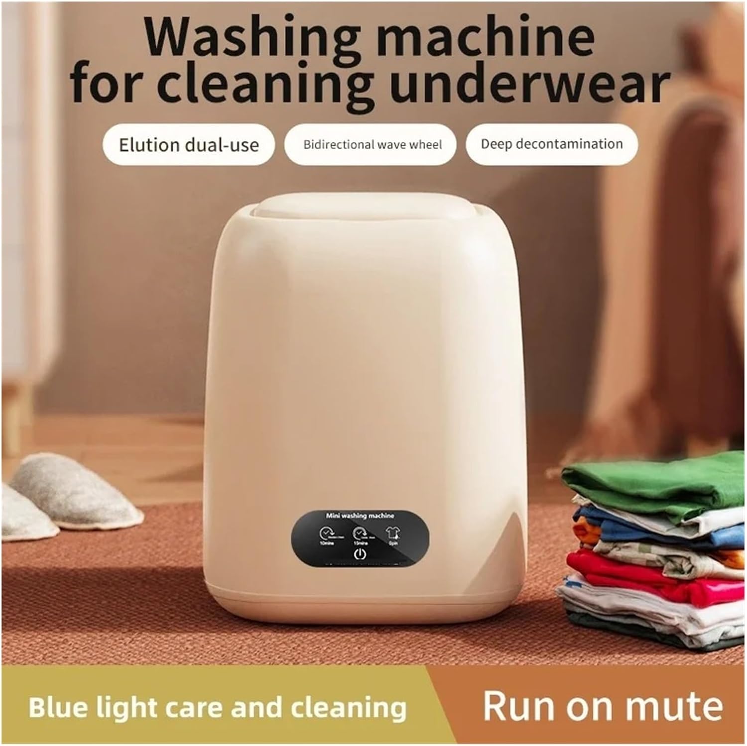 Compact Laundry. 9L Mini Washing Machine for Socks Underwear Panties Portable Socks Ultrasonic Small Washer with Spin Dryer .Portable