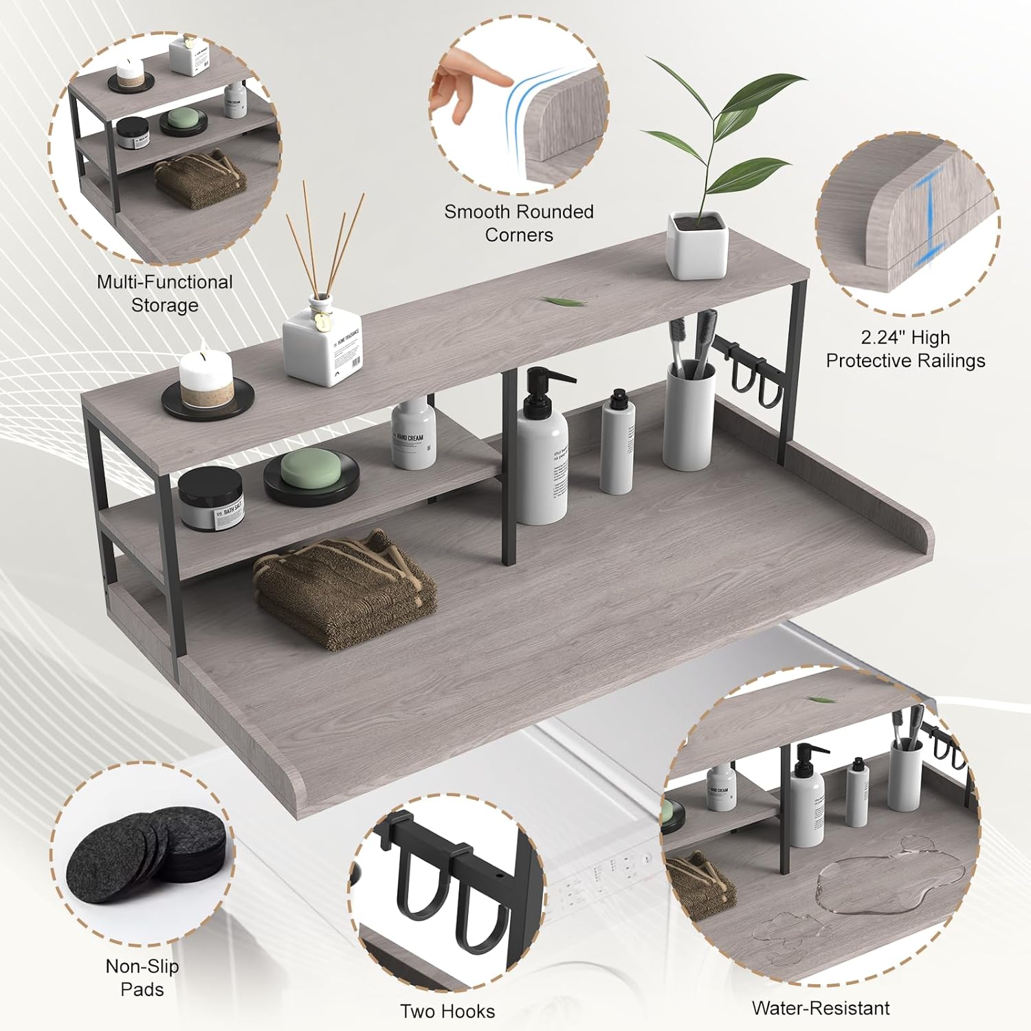 Washer and Dryer Countertop with Shelf, 2-Tier 54