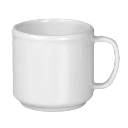 FSE CR9035W Mug, 10 oz., Break-Resistant, Dishwasher Safe, Melamine, White, BPA Free, NSF, for Melamine Cups and Mugs; Heat Resistant Temperature is up to 120 Degree F., Pack of 12