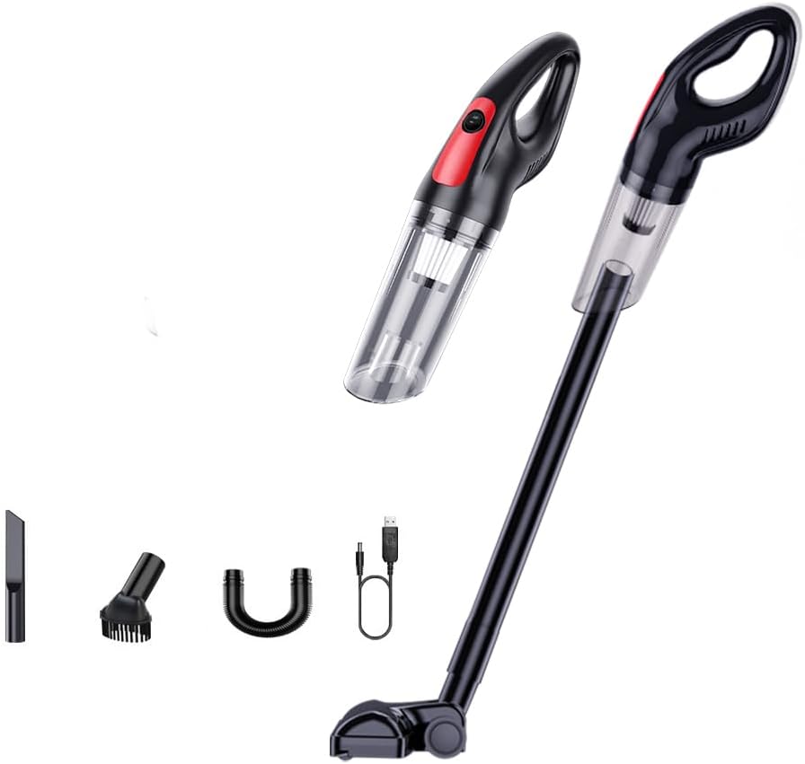 Lightweight Cordless Rechargeable Stick Vacuum Cleaner, 15000pa Powerful Suction Upright Vacuum Cleaners with HEPA Filter, Household Handheld Vacuum Cleaners for Pet Hair Home Office (Black)