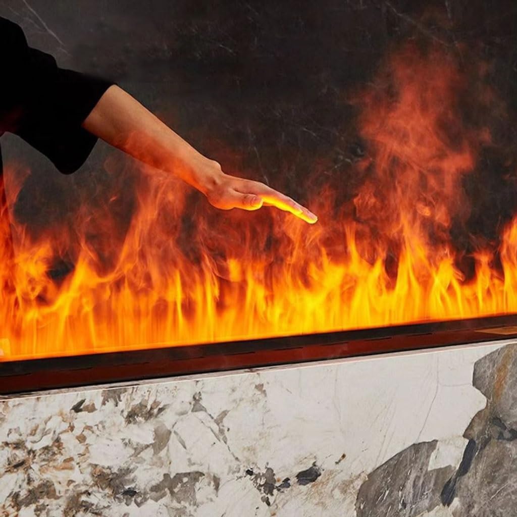 3D Water Vapor Fireplace with Humidifier Flame European Style Simple Intelligent Atomization Fireplace Home TV Cabinet Fireplace Simulation Flame Embedded Fireplace(C)