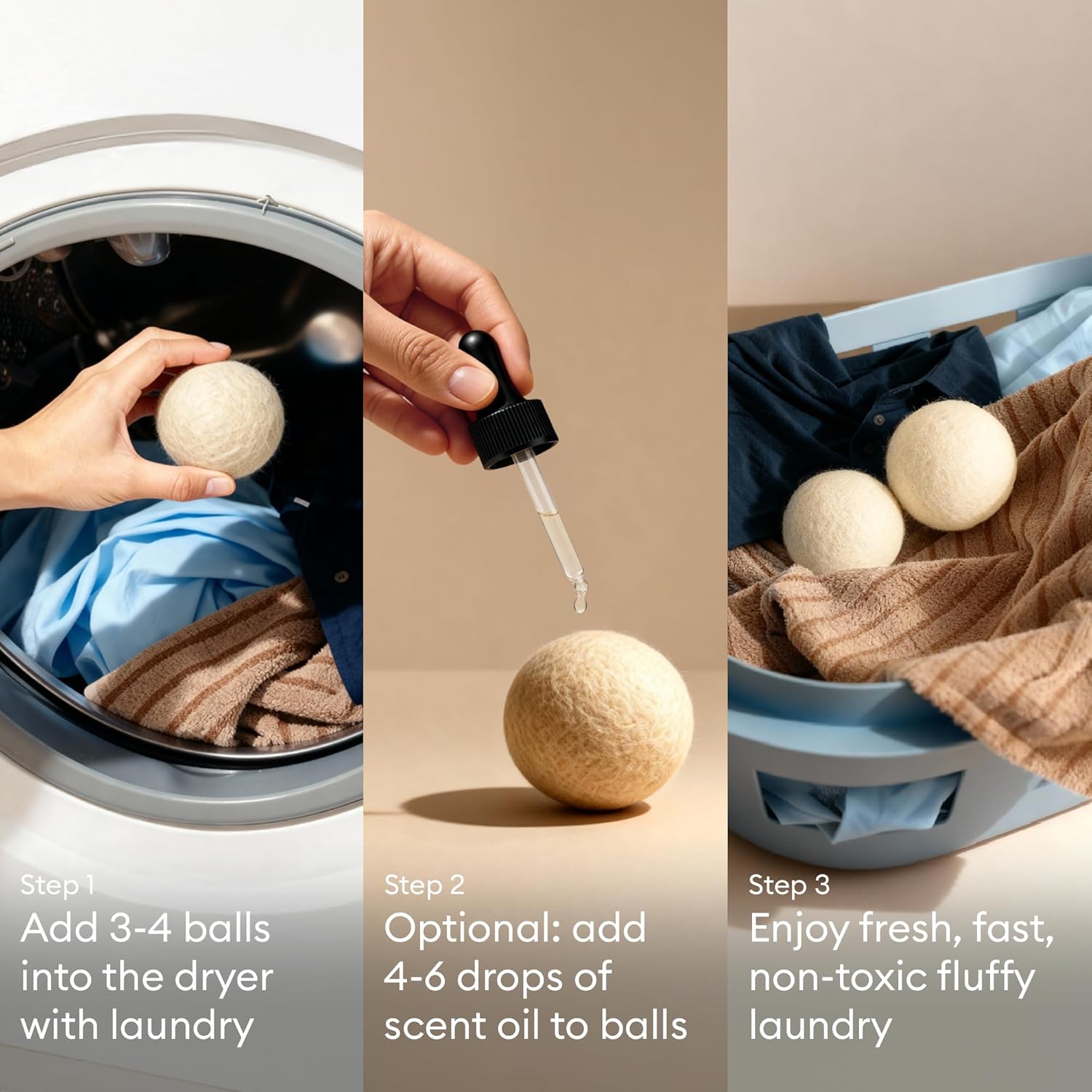 Vove Natural Hemp Dryer Balls - 4 Pack, 5X More Absorbent Than Wool - Cuts Drying Time up to 35%, Natural Fabric Softener, Reduces Wrinkles and Static, Reusable, Hypoallergenic, Eco Friendly