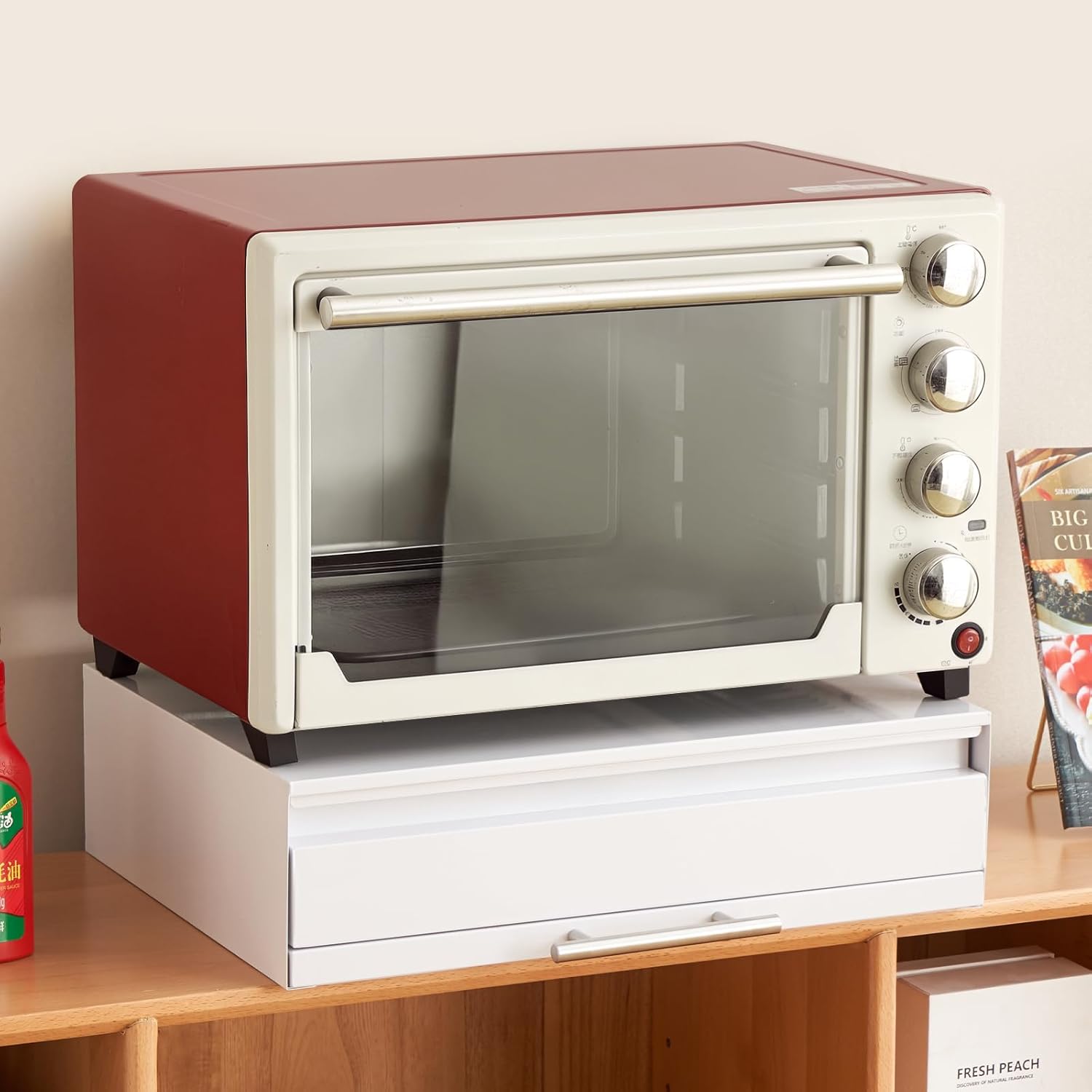 Kitchen Countertop Organizer Appliance Stand with Pull-Out Drawers & Shelves, Carbon Steel Kitchen Organizers and Storage for Microwave Oven Coffee Maker & Small Appliances