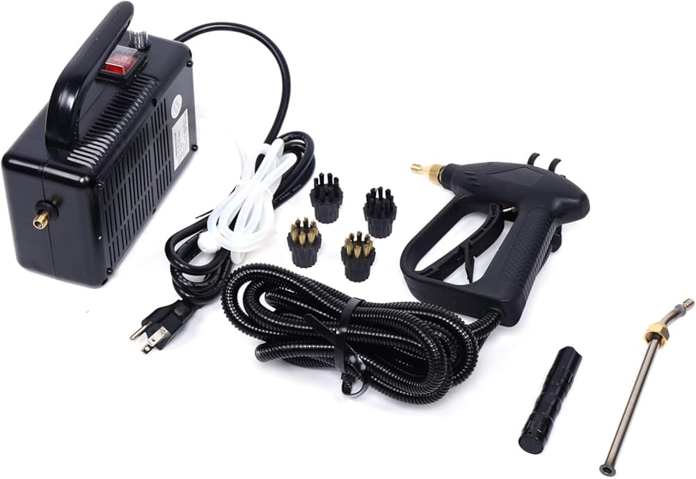 1600W Handheld Steamer High Pressure Steamer for Cleaning Car Detailing, Portable Steam Cleaner for Home Use, Portable Steamer Cleaning Machine for Kitchen Furniture Car Detailing 110V (Black)