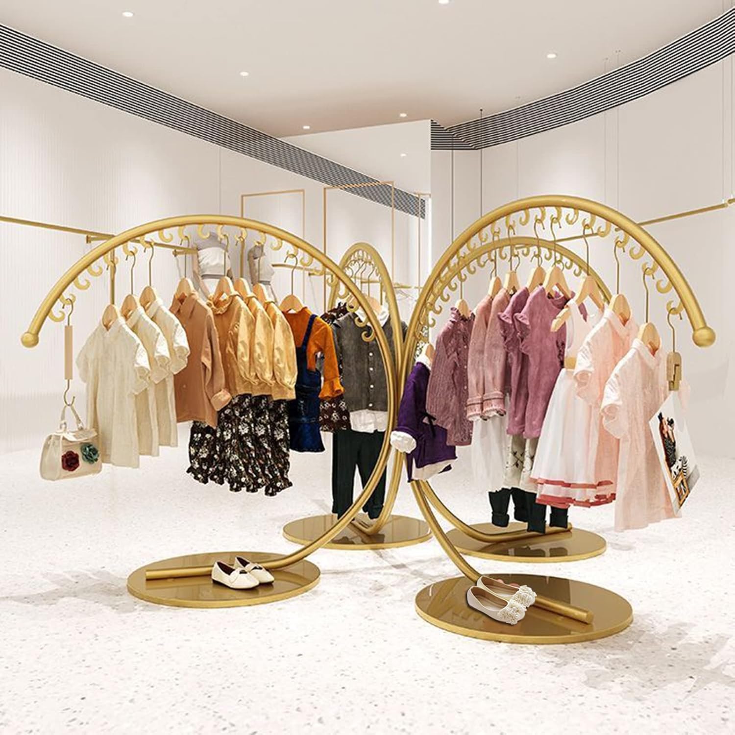 Freestanding Heavy Duty Industrial Pipe Clothing Rack, Portable Commercial Clothes Display Rack, Multi-Purpose Garment Bar for Retail Boutiques Home, Laundry Room,Closet Storage