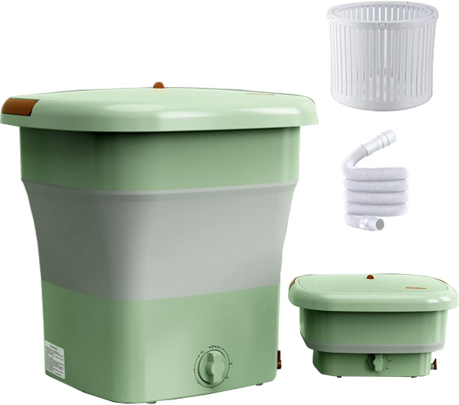 12L Small Washing Machine Portable Washer Foldable with Dehydration Basket, Knob Type Mini Laundry Machine for Baby Clothes, T-Shirts, Underwear, etc (Color : Green)