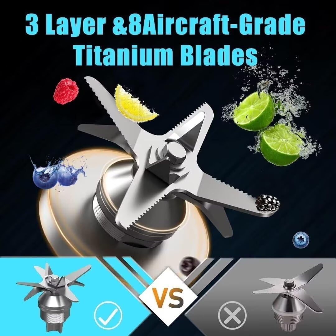 Professional High Speed Blender for Shakes and Smoothies,Home Commercial Countertop Food Processor,2500W 9525 Pure Copper Motor,Double Bearing Blades