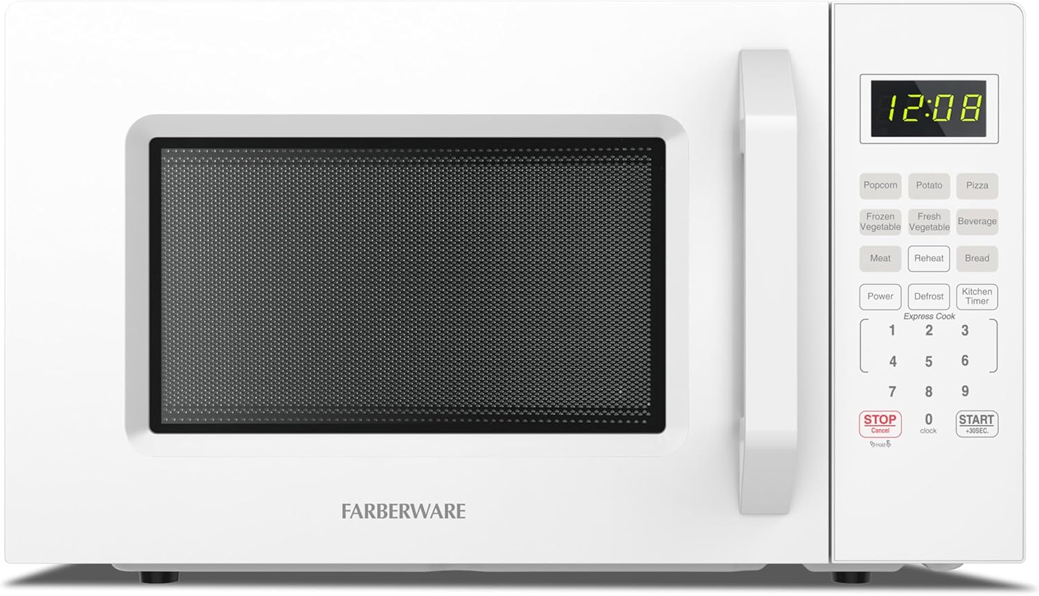 Farberware FMO11WEIWH 1.1 Cu. Ft. 1000-Watt Countertop Microwave Oven, White – Compact Microwave with Reheat Function, Express Cook, and Kitchen Timer