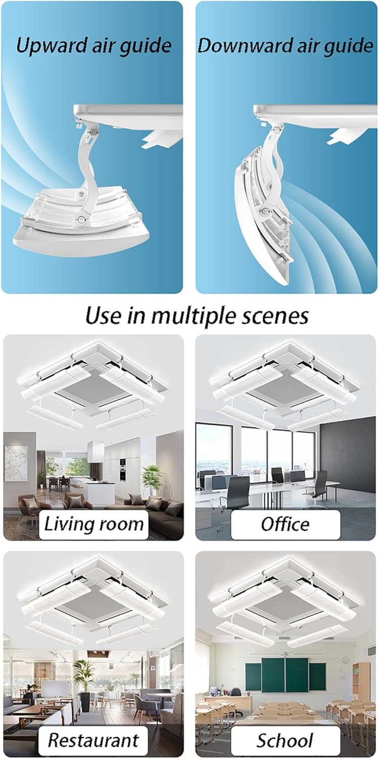 Air Conditioner Deflector for Ceiling Central Air Conditioning Telescopic Design 58-90cm, Angle Adjustable, Prevent The Air from Blowing Straight