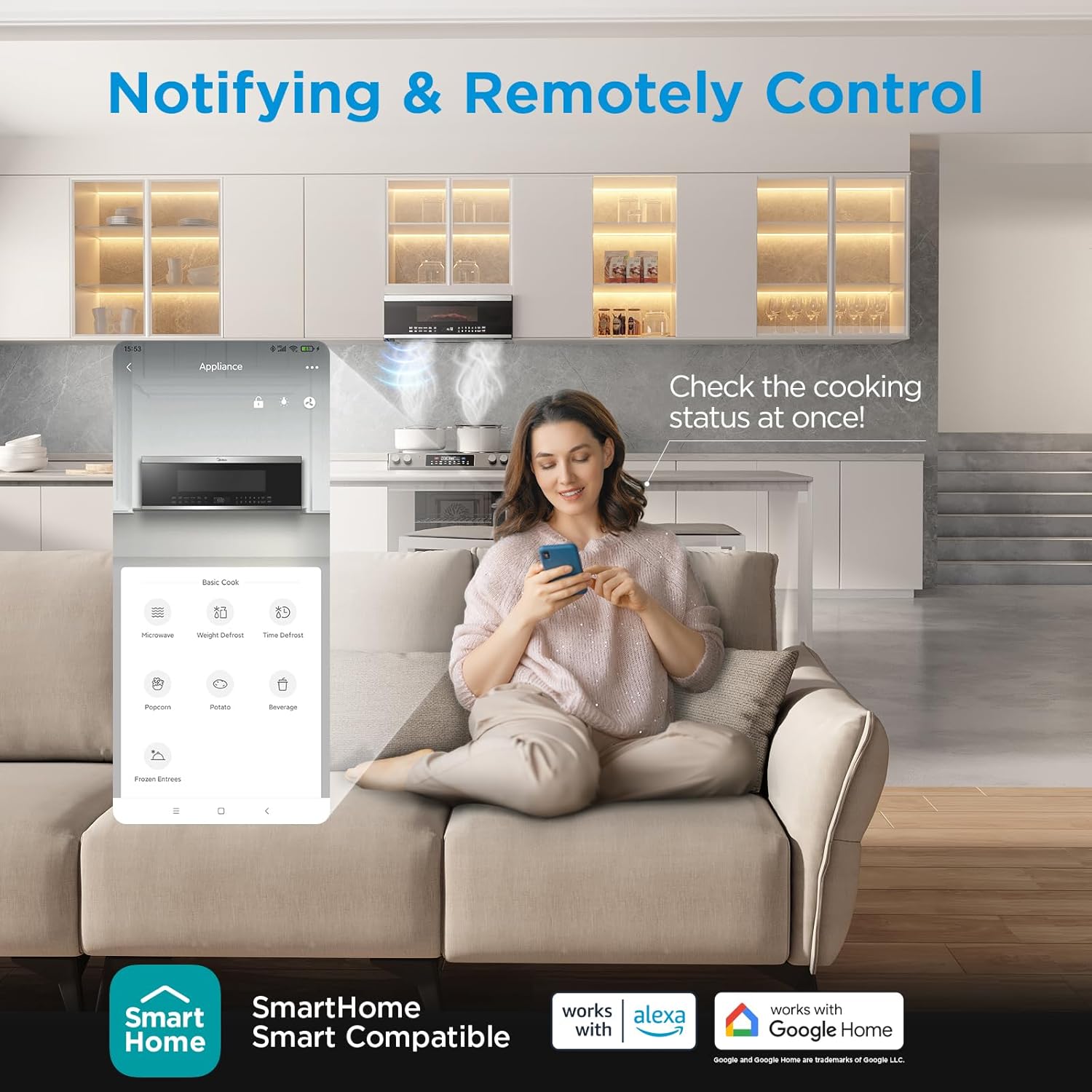 Midea MMO12S3ASTZ Over the Range Microwave Oven, 1.2 Cu.ft Slim Microwaves with Sensor Cook, Stainless Steel Microwaves, 1000W heating power with 400CMF vent fan