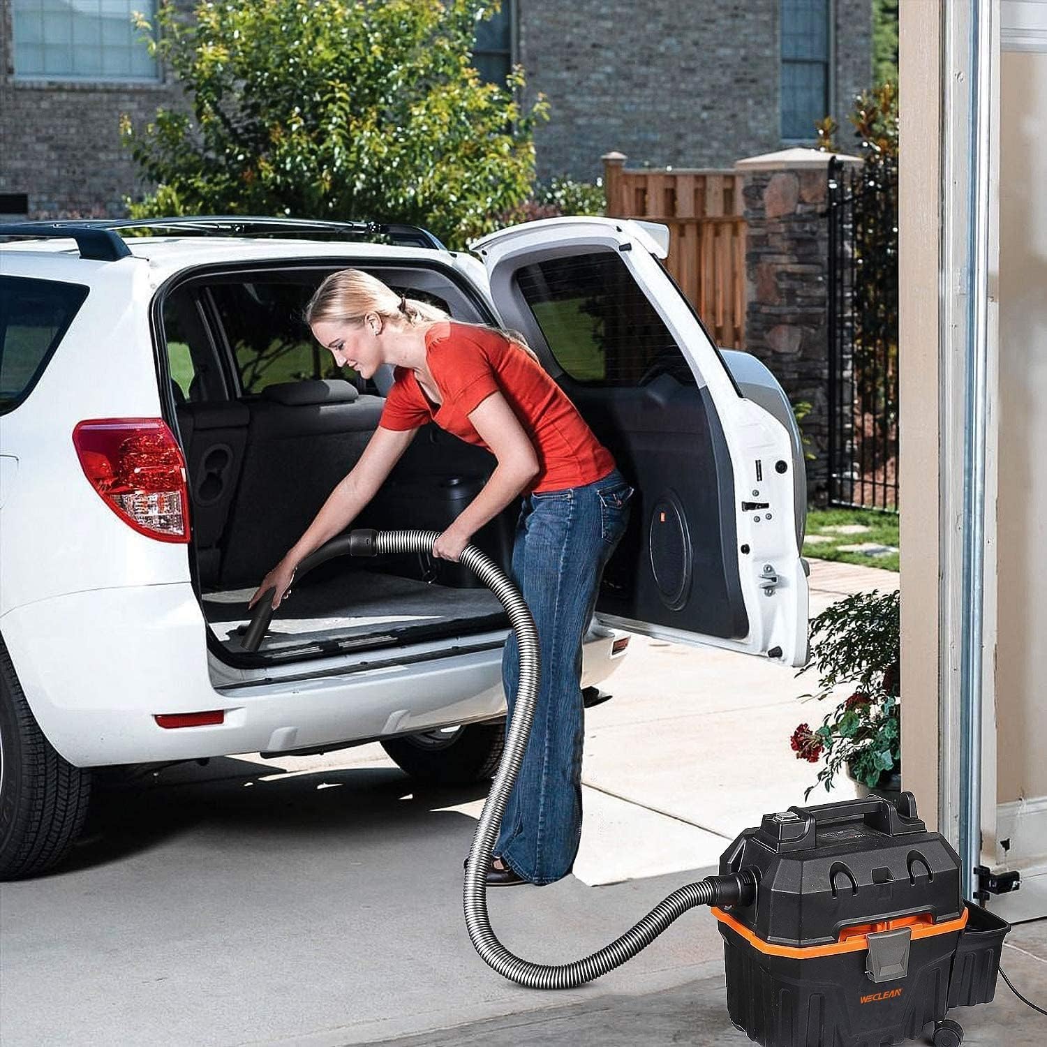 WECLEAN 4 Gallon 5.5 Peak HP Commercial Wet Dry Vacuum Cleaner Shop Vac for Outdoor Patio Wet & Dry Construction Shop Vac with Blower Gift for Father