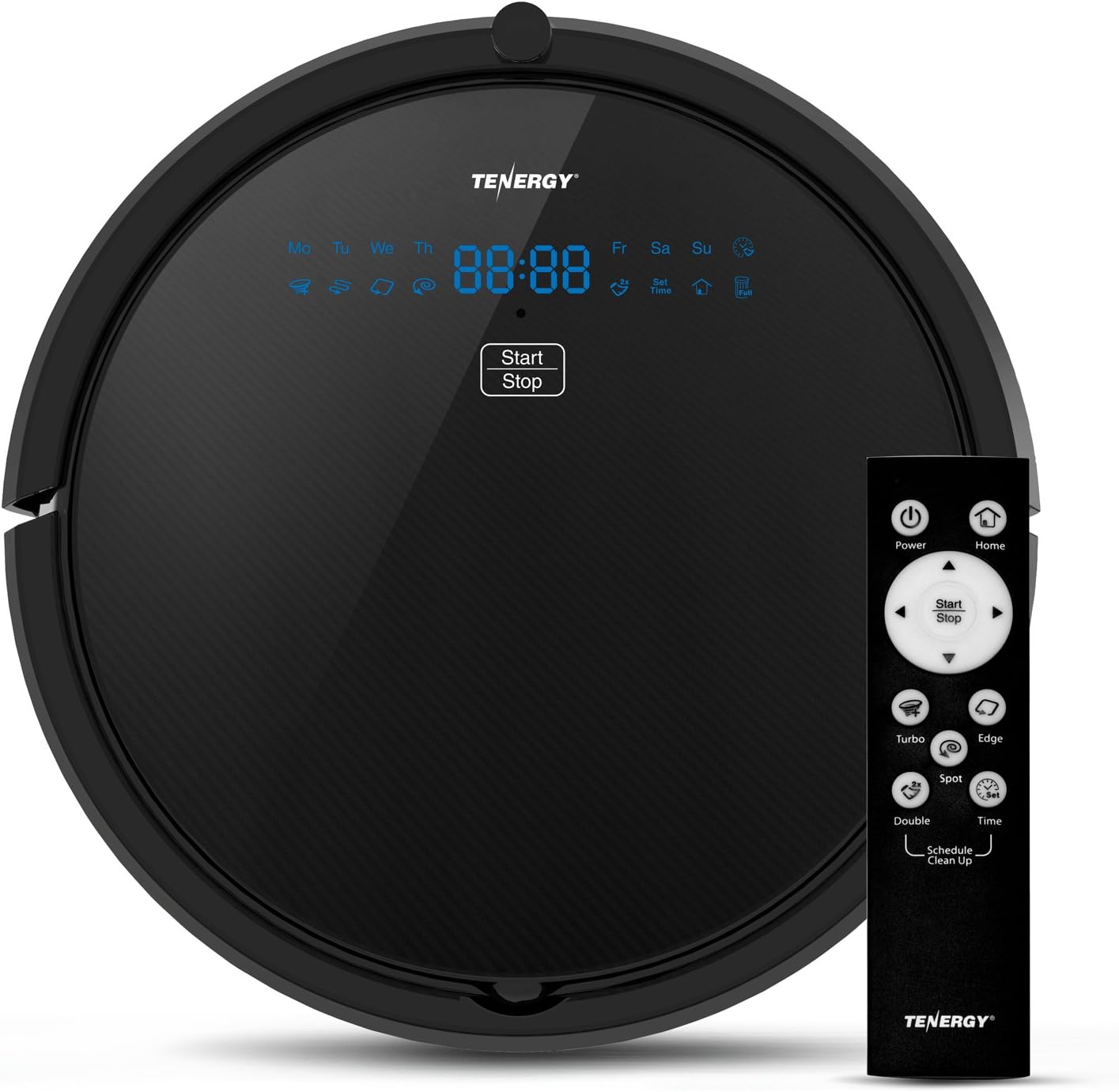 Tenergy Otis Robot Vacuum Cleaner, Max Power Suction Robotic Vacuum, Self-Charging, Smart Sensor, Pet Hair Filter Friendly, Remote Control Vacuum Cleans Hard Floors/Thin Carpets