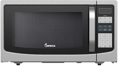 Impecca 1.6 Cu.Ft. Countertop Microwave, 1100W, Built-In Smart Sensor Cooking, 12.8-Inch Large Turntable, Stainless Steel