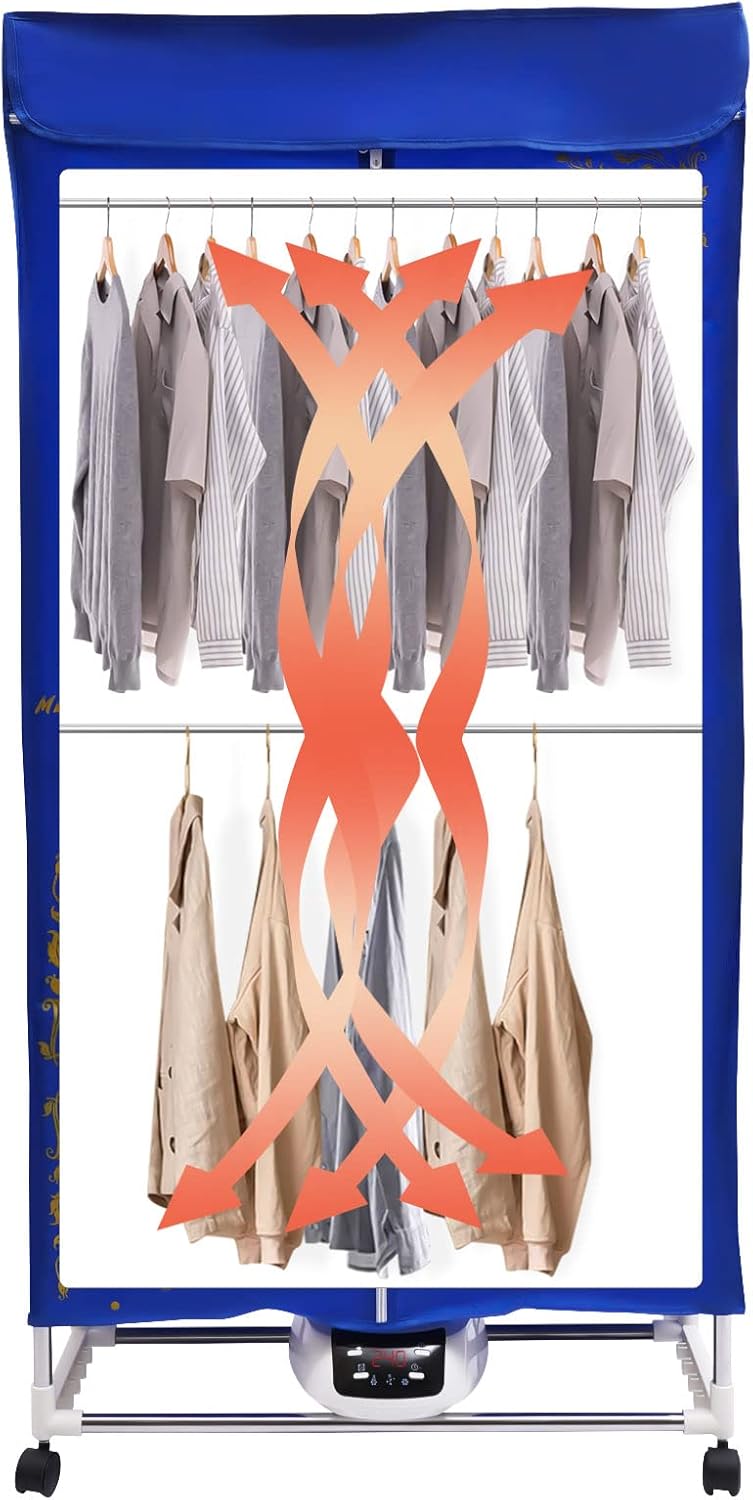 Portable Clothes Dryer 1500W Drying Machine Travel Electric Clothes Drying Compact Dryer Machine with Timer for Apartments Home Dorms Travel RVs