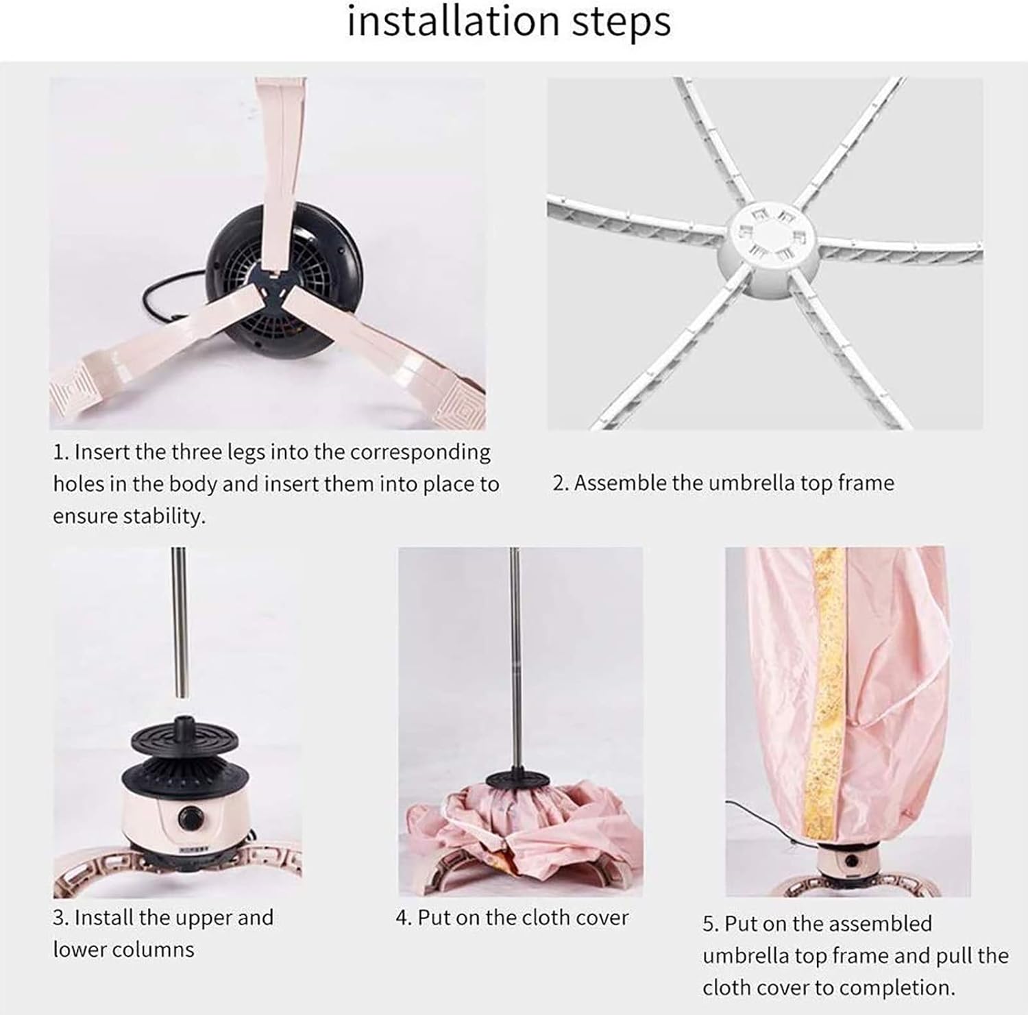 Round Electric Drying Rack, 900W Double Layer Dryer, 0-240 Minutes Timer, 360 ° Cycle Warm Air, No Harm to Clothes Waterproof Cover (Color : Pink)