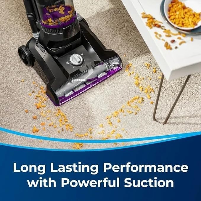BIISSELLL Power Force Helix Bagless Upright Vacuum, Powerful Suction for Pet Hair,Carpet, Tile & Hardwood,Cleaning, Scatter-Free Technology, Large Dirt Tank, 23ft Cord, 5 Height Settings (Violet)