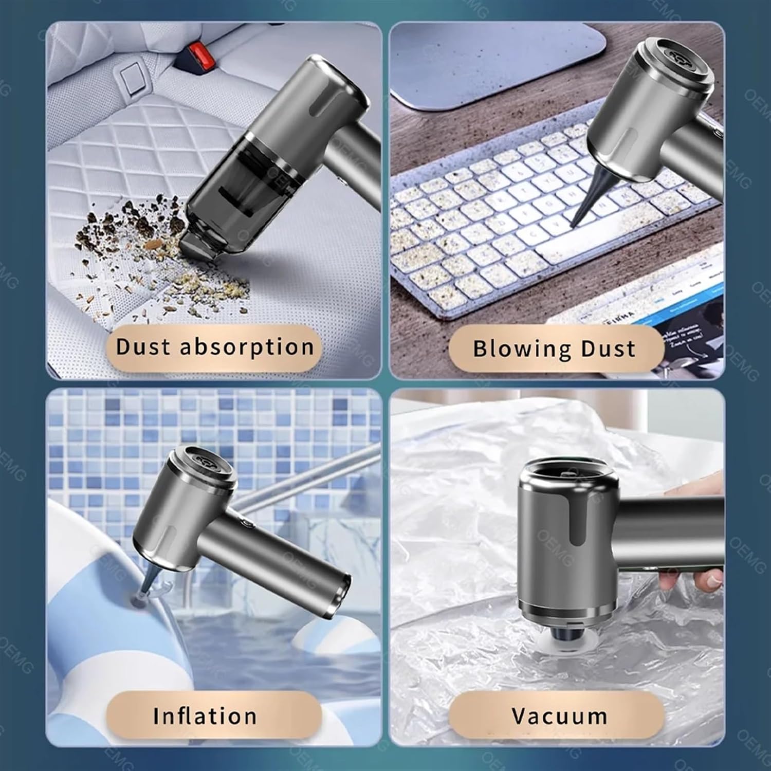 PUCHEN Electric Leaf blowe 120000PA Car Vacuum Cleaner Mini Portable Wireless Hand held Cleaner for Home Appliance Powerful Cleaning Machine Car Cleaner(Grey Pro 4hepa)