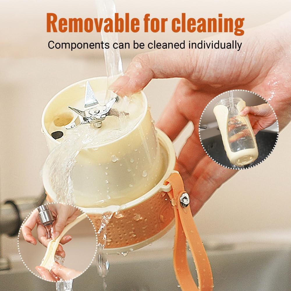 Blender Cup, 450ML Mini Blender with 6 Stainless Steel Blades, Portable Juice Cup for Home, Sport, Office, Camping