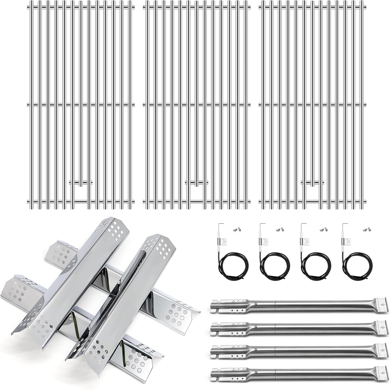 Adviace Grill Parts for Kitchenaid 740-0780 720-0745B 720-0745 720-0745A, Grill Grates & Grill Burners & Igniters & Flame Tamer for Kitchenaid 740-0780 4-Burner Built-in Propane Gas Grill
