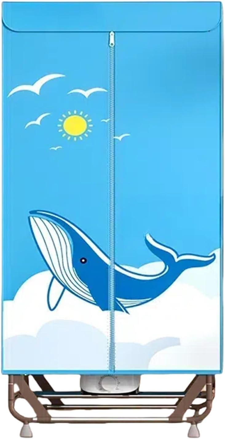 Clothes dryer, 1500W high power electric dryer, concealed button timer, single and double free switching, collapsible dryer, suitable for home, laundry room, flat, dormitory, caravan(Sky blue)