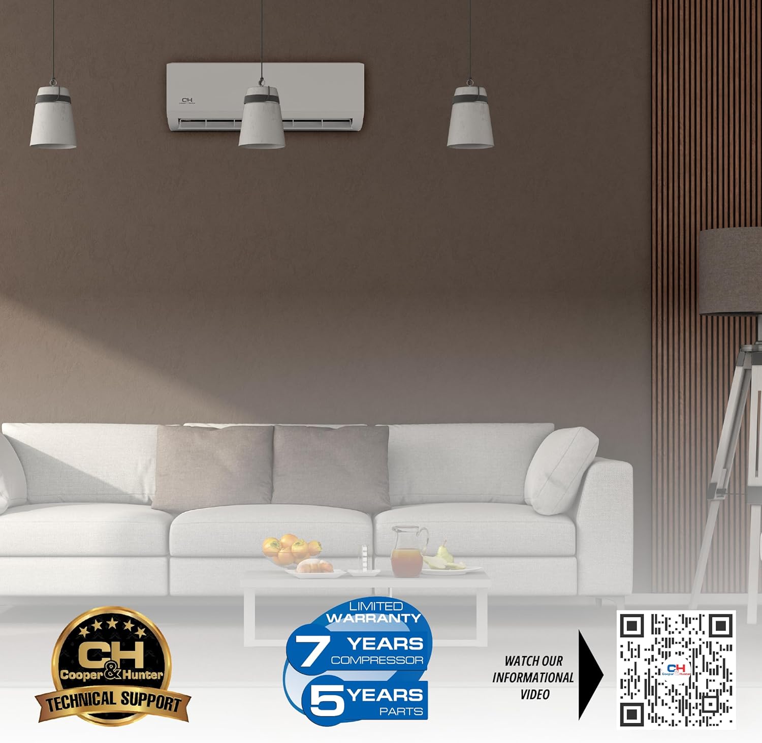 Cooper & Hunter Hyper Heat 12,000 BTU, 230V, 24 SEER2 Single Zone Wall Mount Ductless Mini Split Air Conditioner & Heater (Works at -22F) – 16FT Installation Kit & Smart Kit – Pre-Charged Inverter