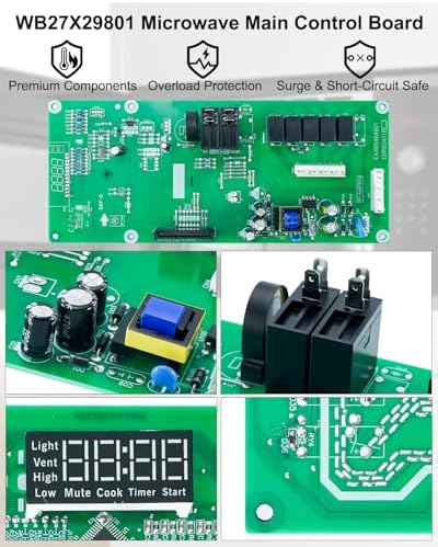 WB27X29801 Microwave Main Control Board Fits for GE Microwaves JNM3163RJ5SS JVM3162RJ5SS, Replaces WB27X38153 4586374 AP6327864 PS12299300 Microwaves Parts