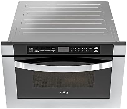 KoolMore 24 Inch Stainless-Steel Microwave Drawer with 1.2 cu. ft. Capacity, 1000W Power with 10 Custom Cooking Levels, Memory, and Timer Functions, Wall-Mounted with Flat Bottom (KM-MD-1SS)