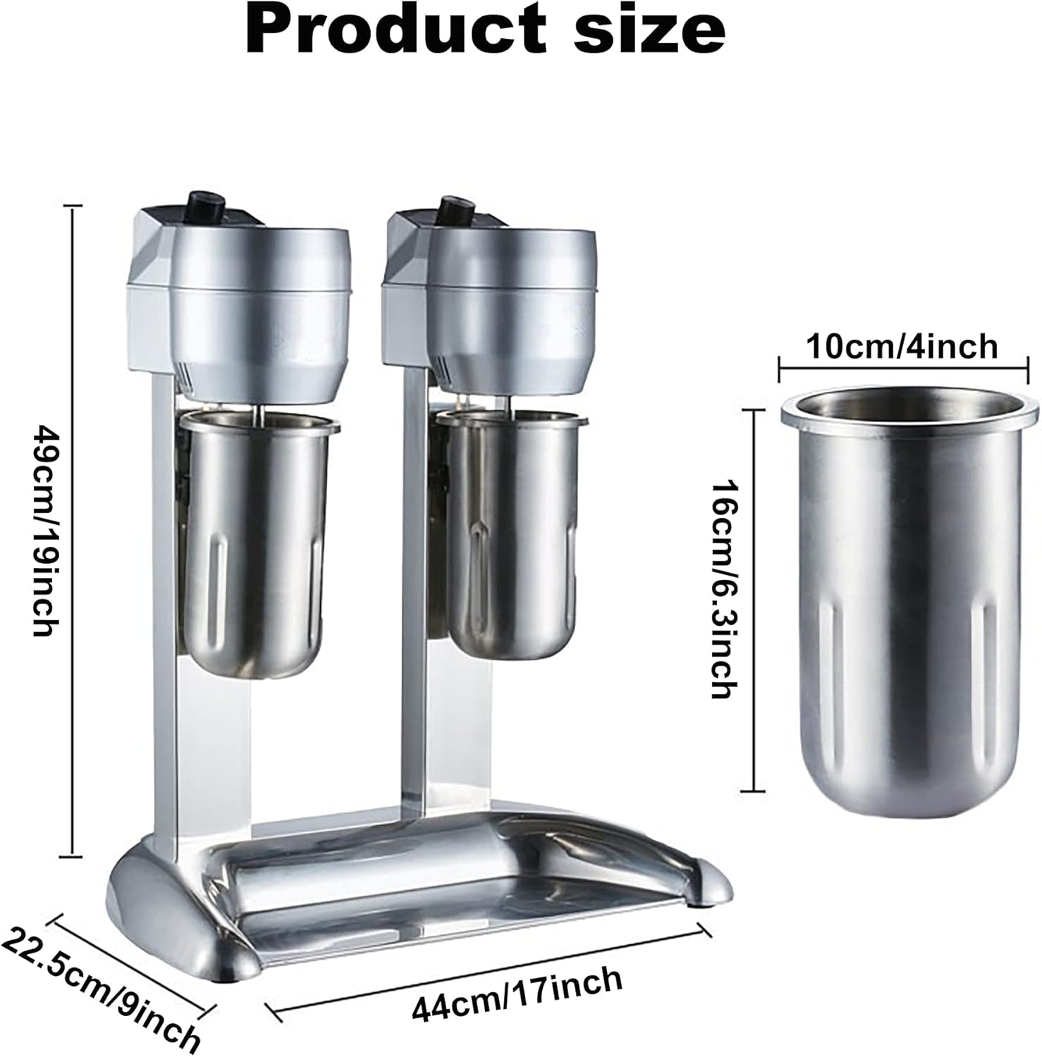 300W Commercial Milkshake Maker Machine, 1000Ml*2 Double Head Milkshake Mixer, 12000-18000 R/Min Food Blender Machine, Ce/Fcc