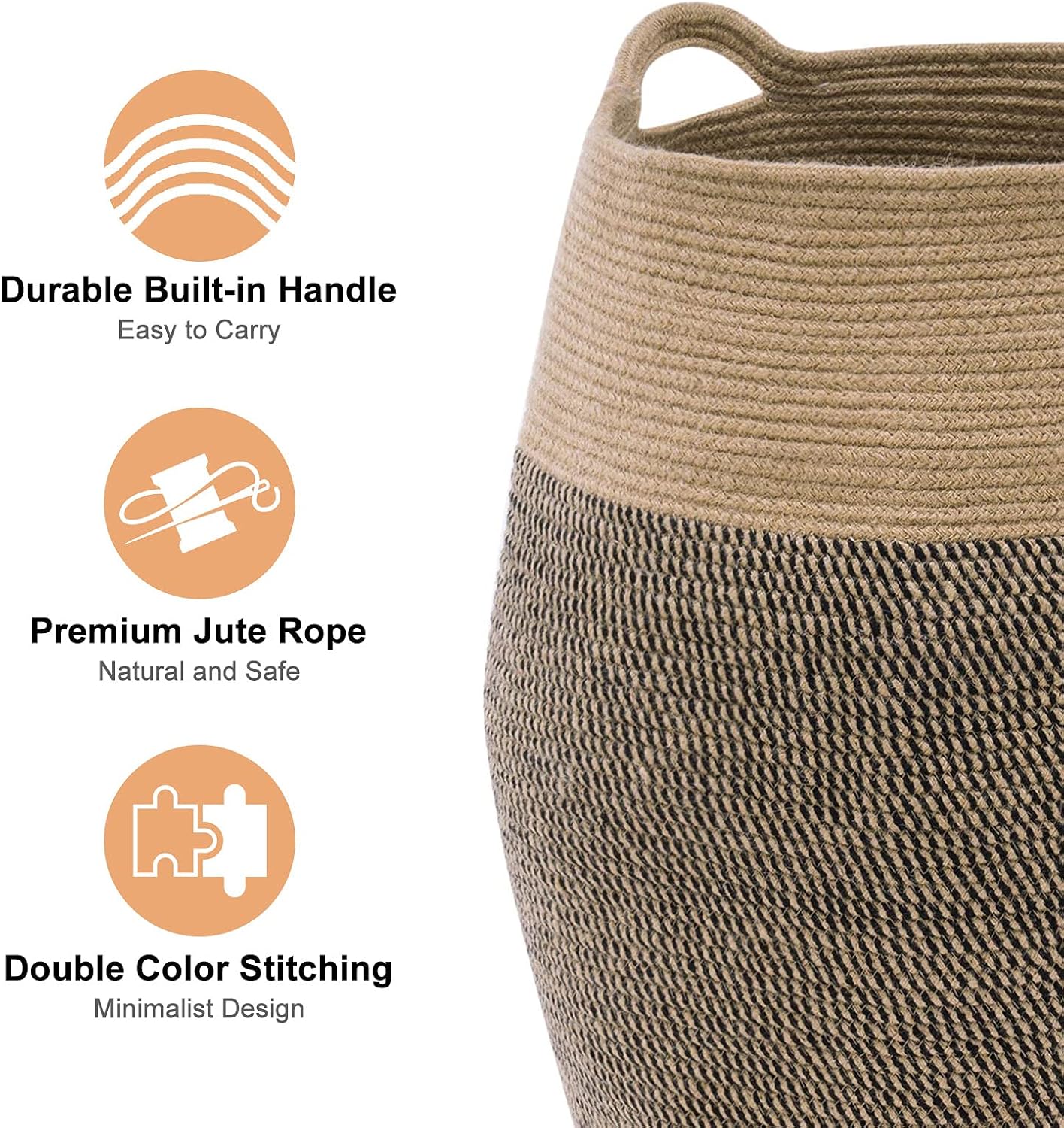 Cotton Rope Laundry Hamper by YOUDENOVA, 105L - Woven Collapsible Laundry Basket - Clothes Storage Basket for Blankets, Laundry Room Organizing, Bedroom Storage, Clothes Hamper – Dark Brown