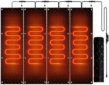 Heated Snow Melting Mats for Walkways and Stairs - Slip-Proof Design with Power Cord - Residential Outdoor Mats for Winter Snow Removal, 4 Pcs-10 * 48in (25.4 * 121.9cm)