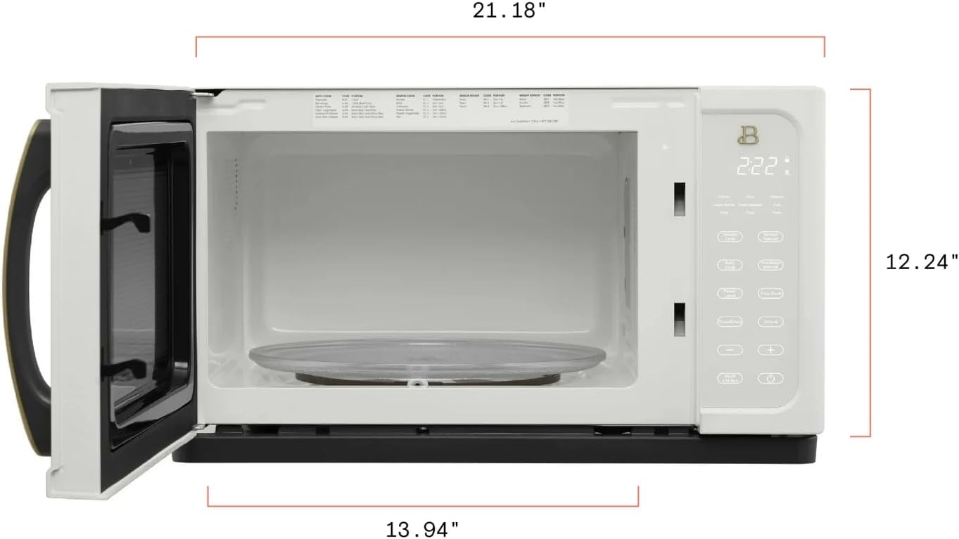 Beautiful 1.1 Cu Ft 1000W Sensor Microwave Oven – Compact Countertop with Smart Sensor Cooking, 10 Power Levels & Easy Clean Interior – Perfect for Quick Meals, Office & Holiday Hosting