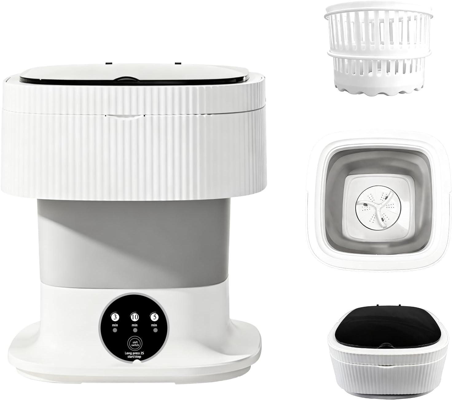 Portable Washing Machine 15L Mini Small Washing Machine Portable 3 Modes Deep Cleaning of Underwear,Baby Clothes Folding Laundry with Spin Basket for Apartments,Dorms,RV,Hotelsz