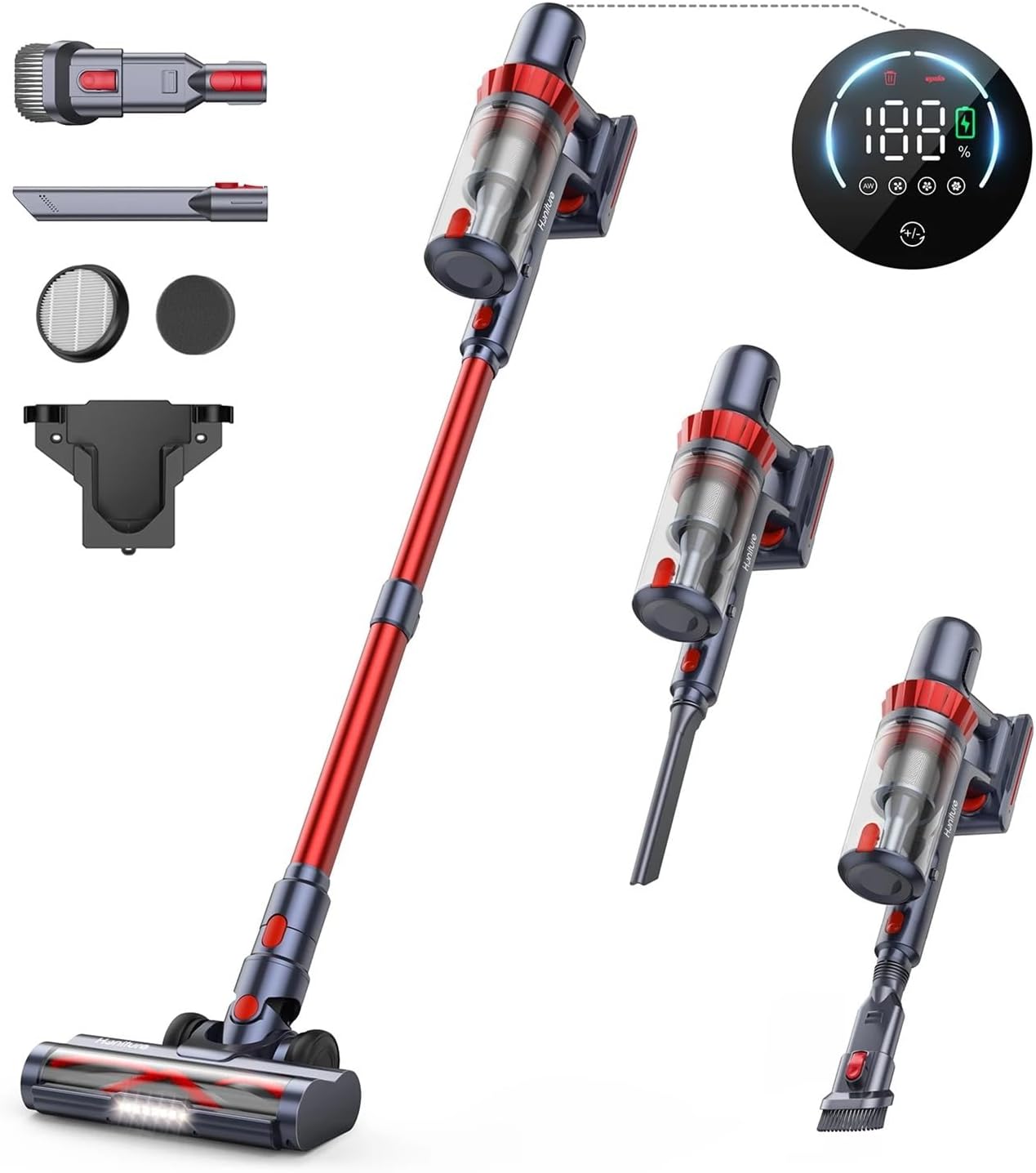 Honiture Cordless Vacuum Cleaner 38Kpa 450W Touch Screen 50 Mins Compatible with Carpet Pet Hair Home Appliance Aromatherapy Function
